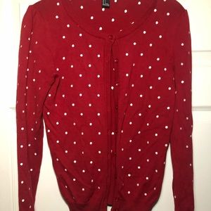 Forever 21 Red with White Polka Dots Cardigan